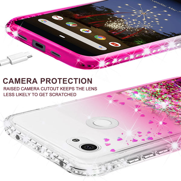 clear liquid phone case for google pixel 3a xl - hot pink - www.coverlabusa.com