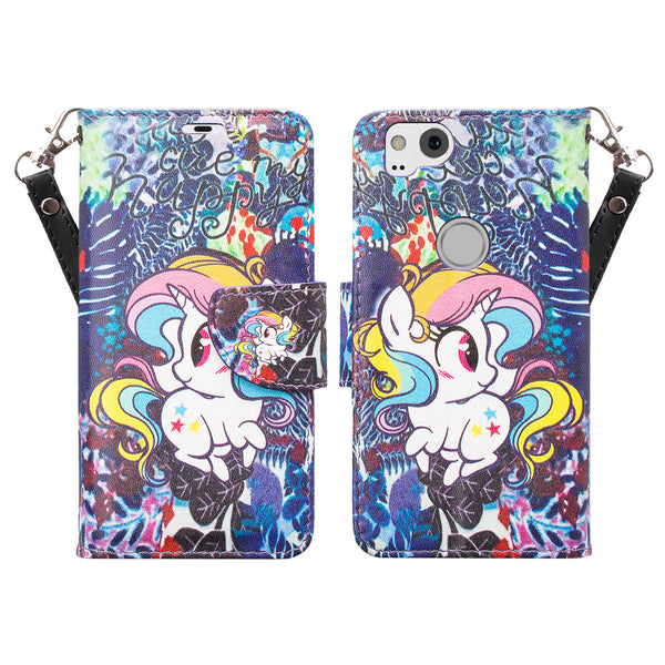 Google Pixel 2 Wallet Case - Rainbow Unicorn - www.coverlabusa.com