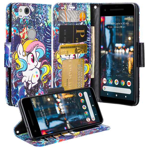 Google Pixel 2 Wallet Case - Rainbow Unicorn - www.coverlabusa.com