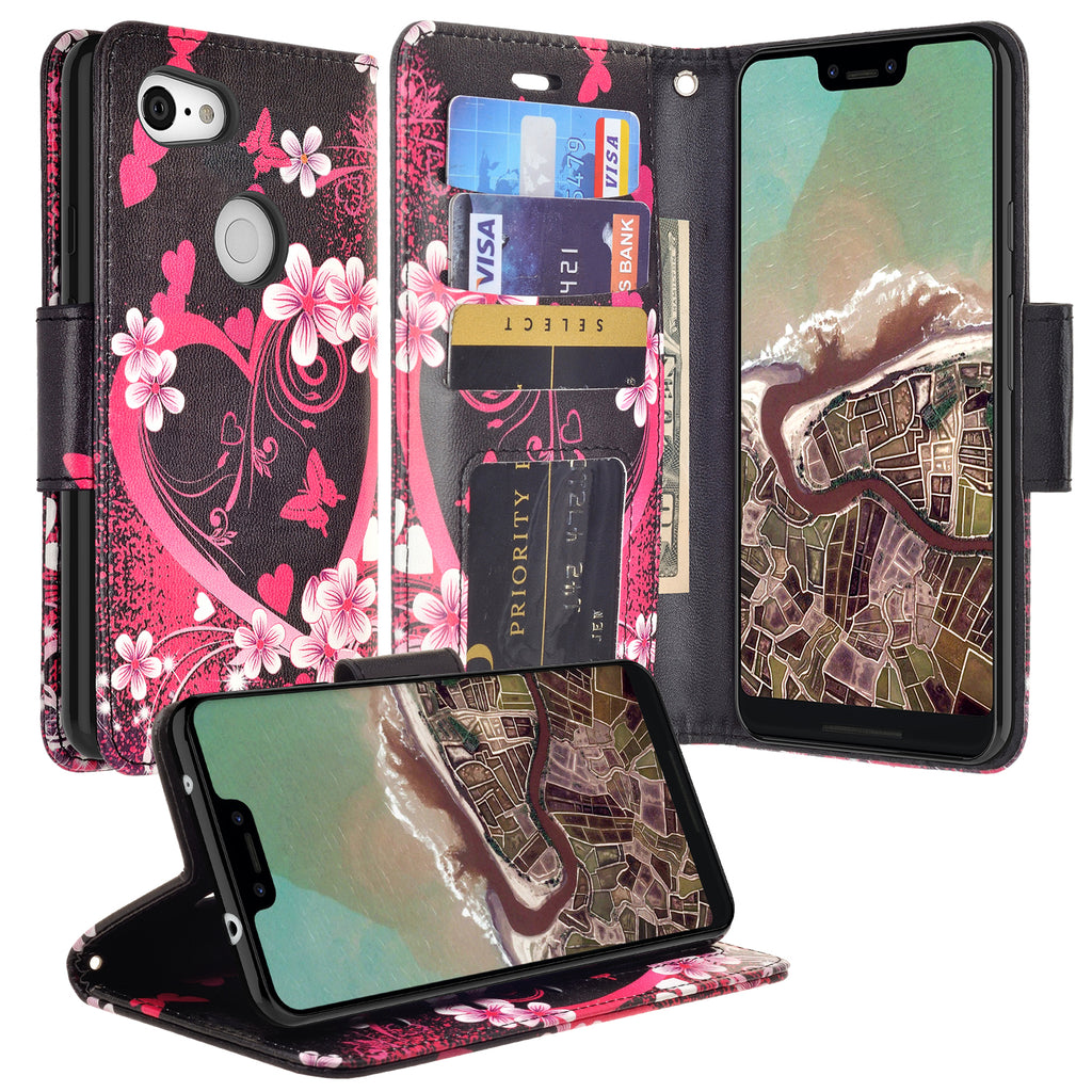 google pixel 3a xl wallet case - heart butterflies - www.coverlabusa.com