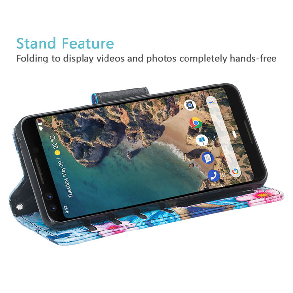 Google Pixel 3 XL Wallet Case - blue butterfly - www.coverlabusa.com