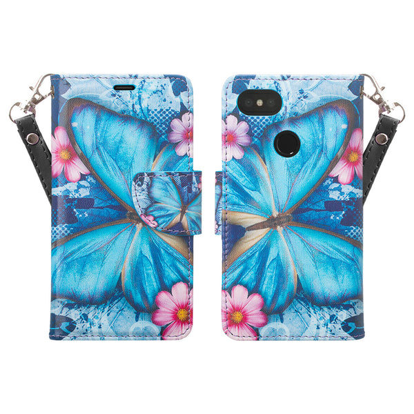 Google Pixel 3 XL Wallet Case - blue butterfly - www.coverlabusa.com