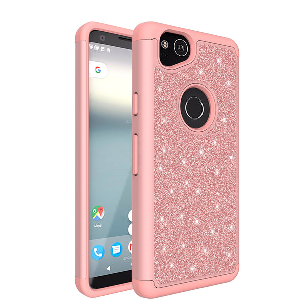 Google Pixel 2 Glitter Hybrid Case - Rose Gold - www.coverlabusa.com