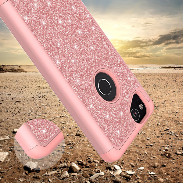 Google Pixel 2 Glitter Hybrid Case - Rose Gold - www.coverlabusa.com