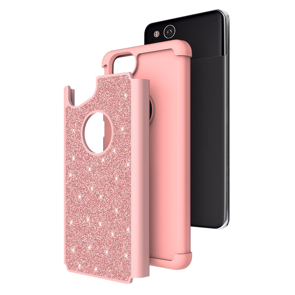 Google Pixel 2 Glitter Hybrid Case - Rose Gold - www.coverlabusa.com