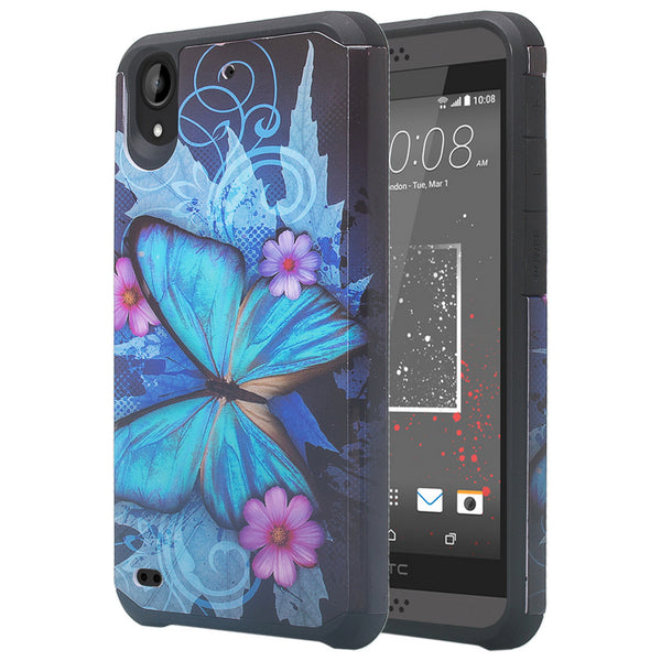 htc desire 555 hybrid case - blue butterfly - www.coverlabusa.com