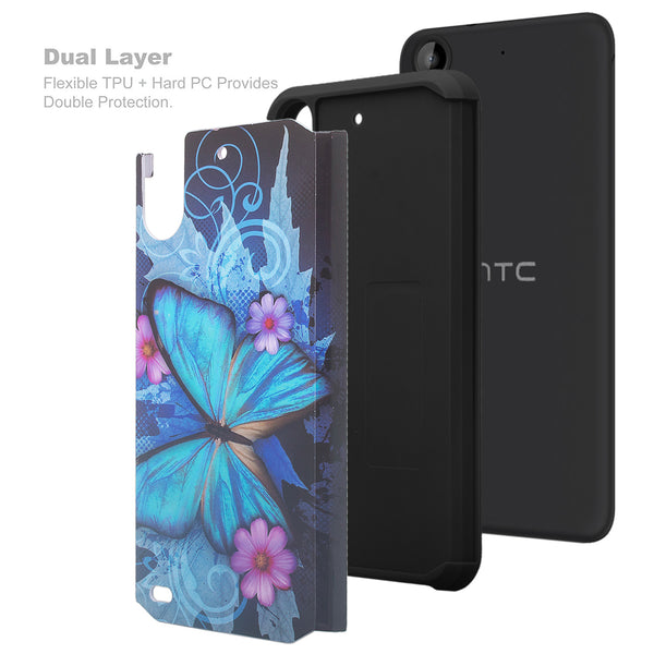 htc desire 555 hybrid case - blue butterfly - www.coverlabusa.com