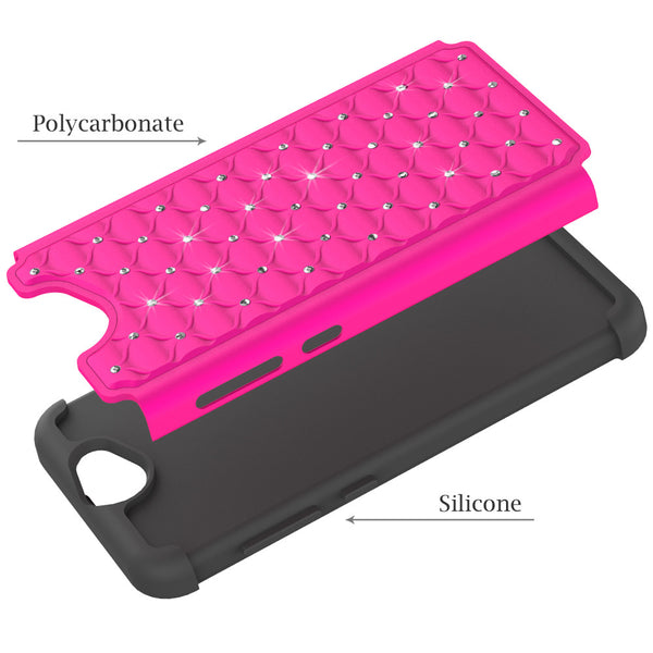 HTC One A9 Rhinestone Case - Hot Pink/Black - www.coverlabusa.com