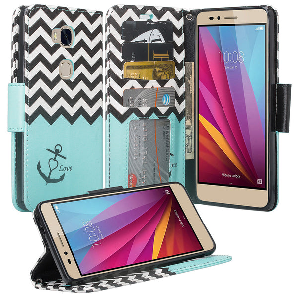 Huawei Sensa Wallet Case - Teal Anchor - www.coverlabusa.com