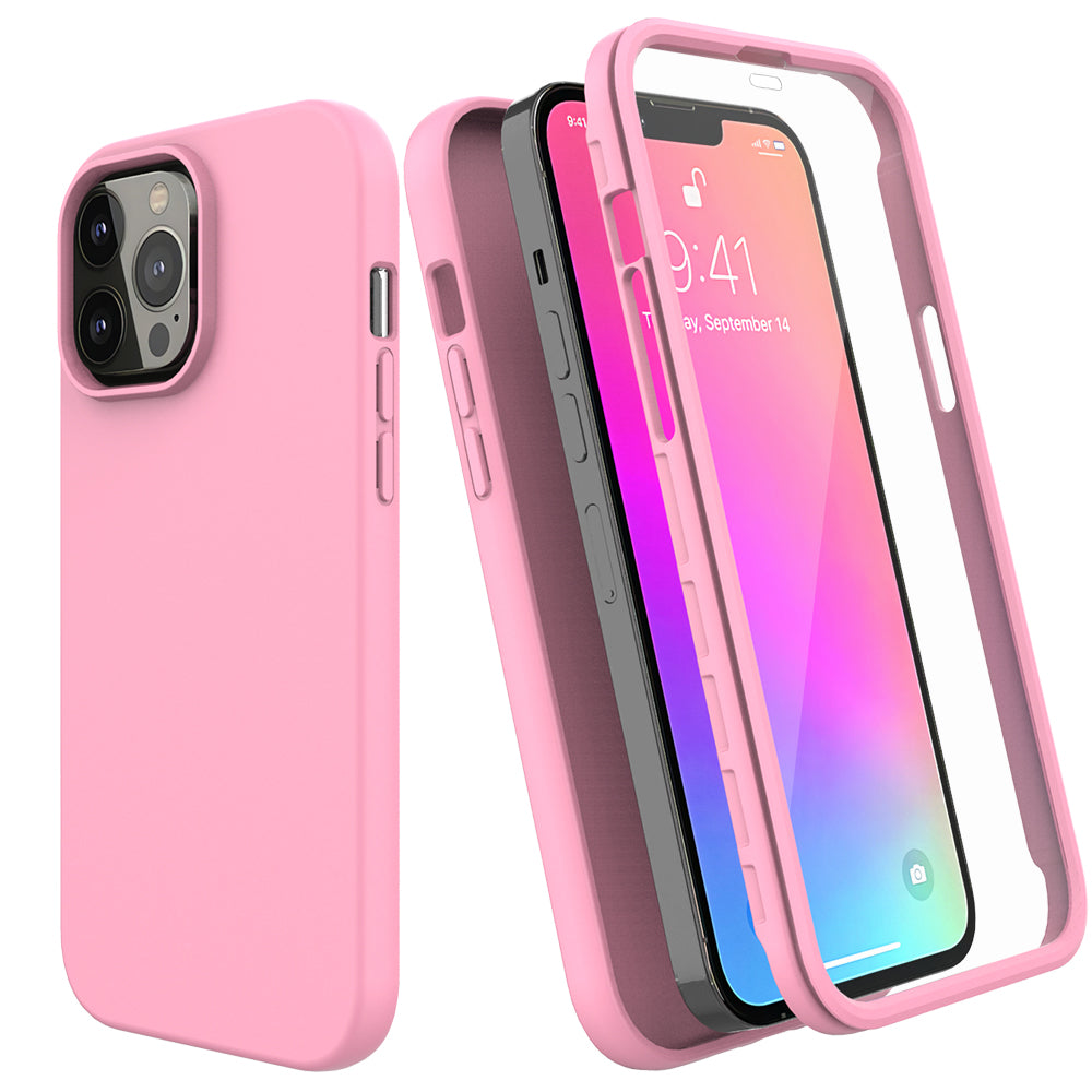 Ruky Case Compatible with iPhone 13 Pro Max Full Body Glitter Liquid Rugged  Cover with Built-in Screen Protector Soft TPU Shockproof Girls Women Phone