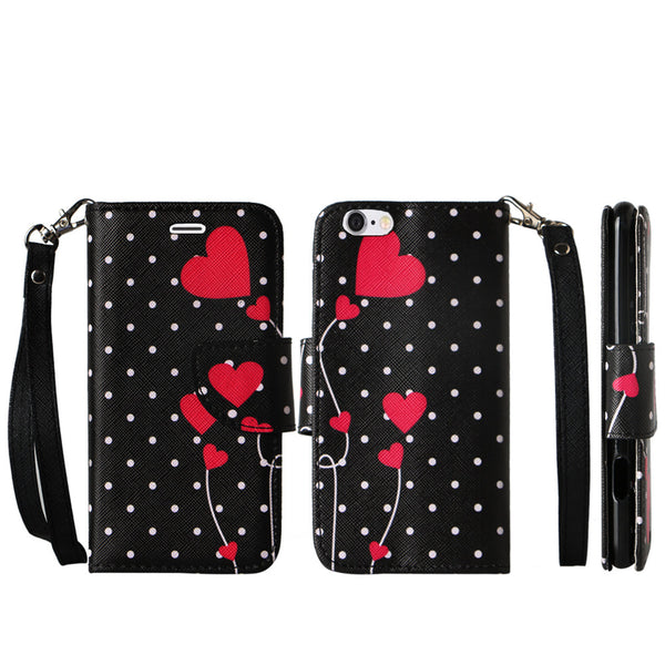 iphone 6 case, iphone 6 wallet case - polka dot hearts - www.coverlabusa.com