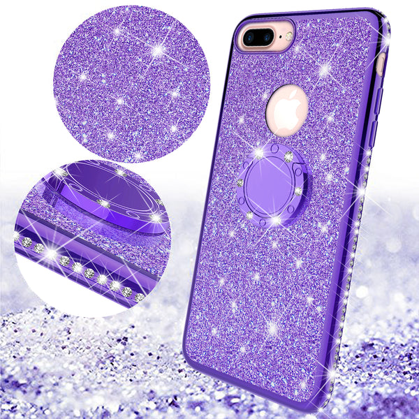 apple iphone 7 glitter bling fashion case - purple - www.coverlabusa.com
