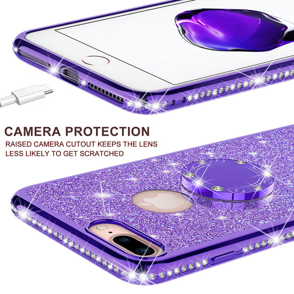 apple iphone 7 glitter bling fashion case - purple - www.coverlabusa.com