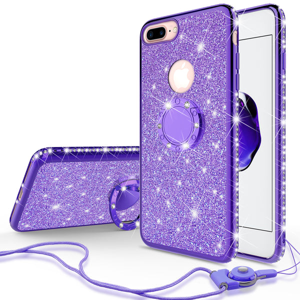 apple iphone 8 glitter bling fashion case - purple - www.coverlabusa.com