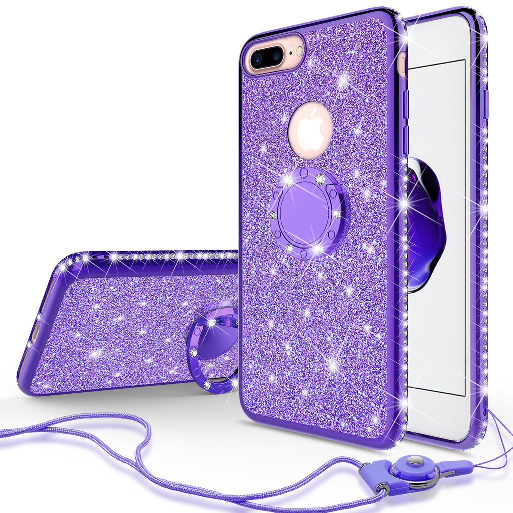 Apple iPhone 8 Plus Case, Glitter Cute Phone Case Girls with Kickstand –  SPY Phone Cases and accessories