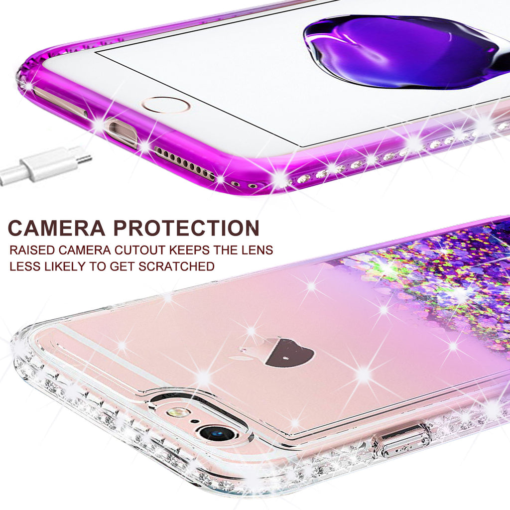 Apple iPhone 8 Case Liquid Glitter Phone Case Waterfall Floating