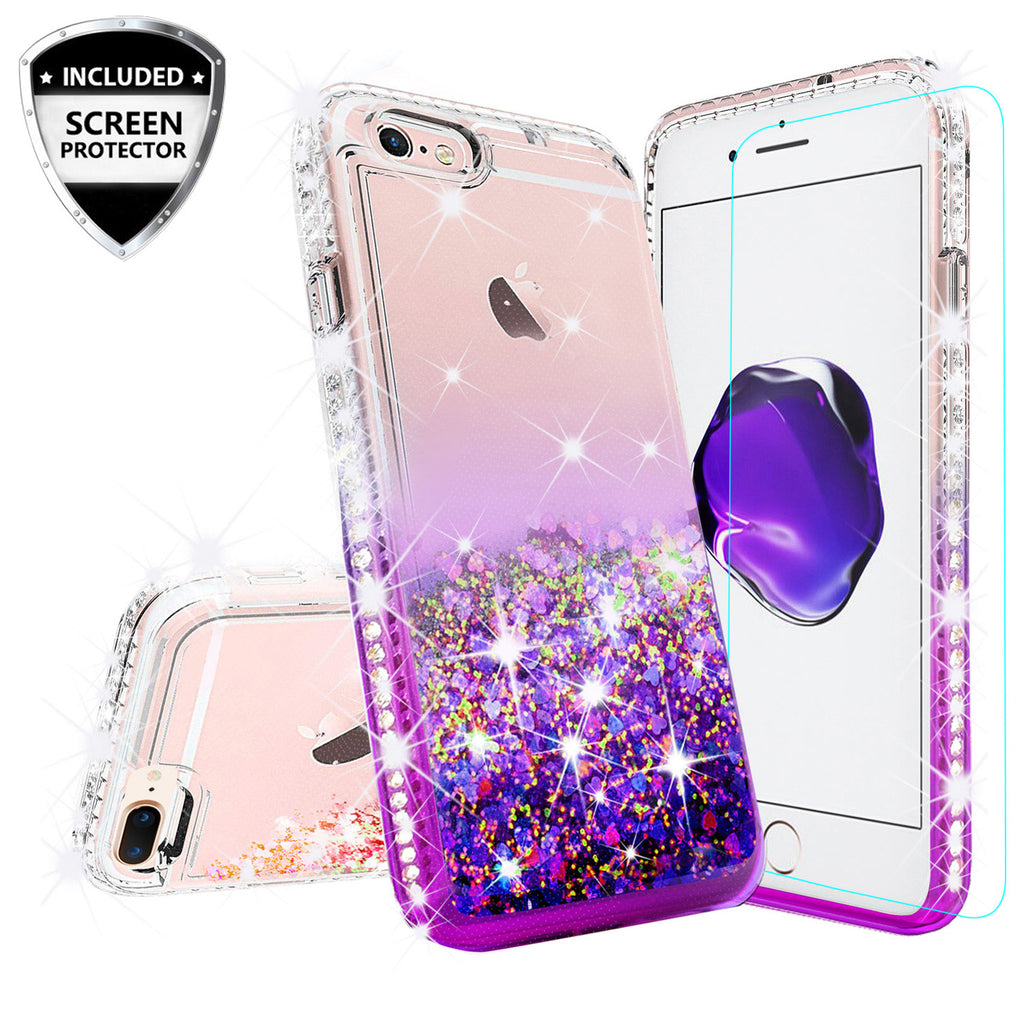 Apple iPhone 7 Plus Case Liquid Glitter Phone Case Waterfall Floating  Quicksand Bling Sparkle Cute Protective Girls Women Cover for iPhone 7 Plus  