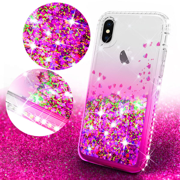 clear liquid phone case for apple iphone xs/iphone x - hot pink - www.coverlabusa.com 