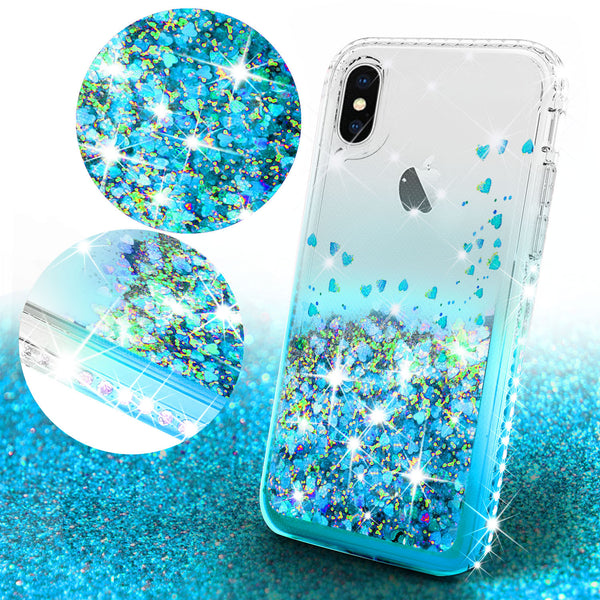 clear liquid phone case for apple iphone xs max - teal - www.coverlabusa.com 