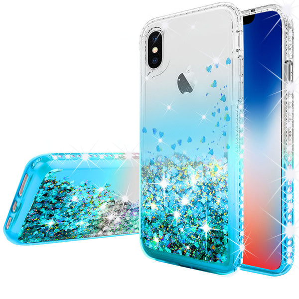 clear liquid phone case for apple iphone xs max - teal - www.coverlabusa.com 
