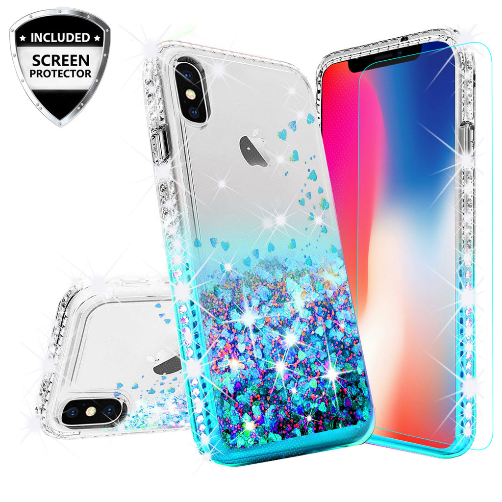 Apple iPhone XS Case, iPhone X Case,iPhone 10 Case Liquid Glitter