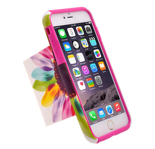 Apple iPhone 6/6s Plus Dual Layer Credit Card Hybrid Case With Design, ID Holder with Kickstand - vivid sunflower - www.coverlabusa.com