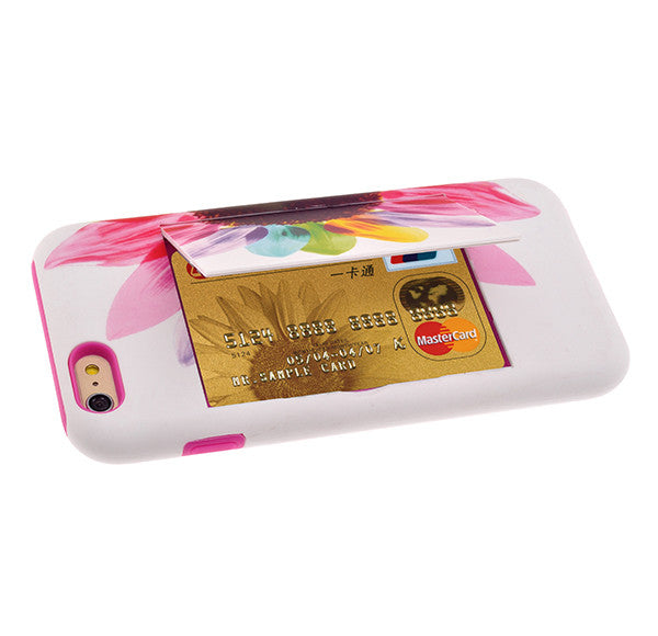 Apple iPhone 6/6s Plus Dual Layer Credit Card Hybrid Case With Design, ID Holder with Kickstand - vivid sunflower - www.coverlabusa.com