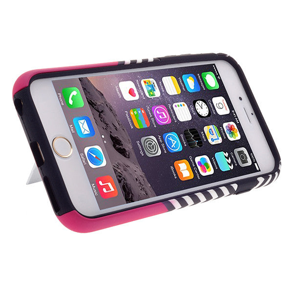 Apple iPhone 6/6s Plus Dual Layer Credit Card Hybrid Case With Design, ID Holder with Kickstand - Hot Pink Anchor - www.coverlabusa.com