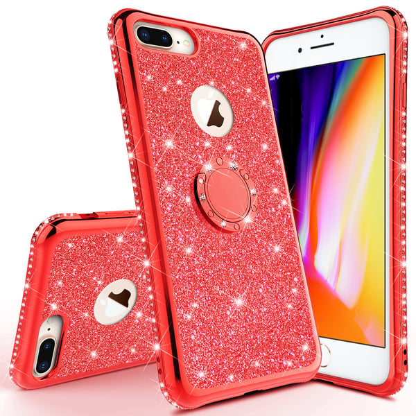apple iphone 7 glitter bling fashion 3 in 1 case - red - www.coverlabusa.com