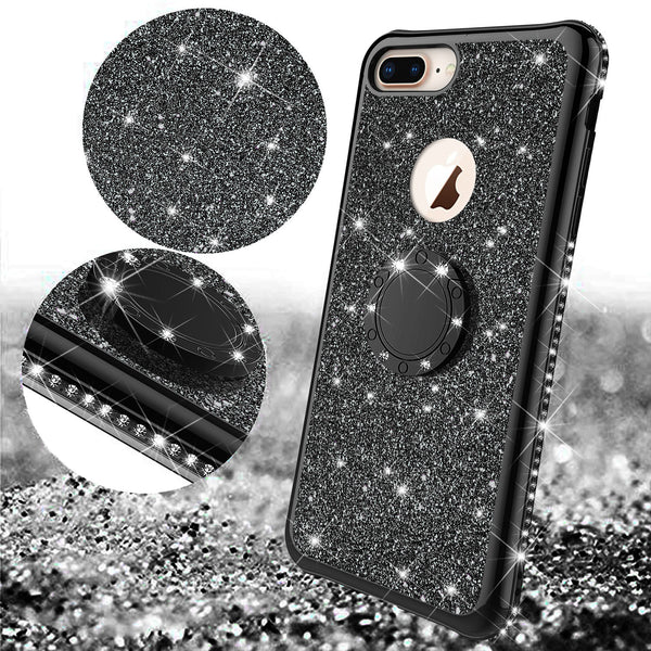 apple iphone 7 plus glitter bling fashion 3 in 1 case - black - www.coverlabusa.com