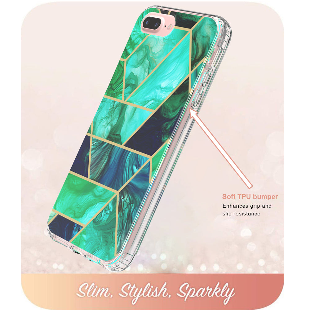 Apple iPhone 8 Plus Case, Slim Full-Body Stylish Protective Case with  Built-in Screen Protector for Apple iPhone 8 Plus - Turquoise Marble