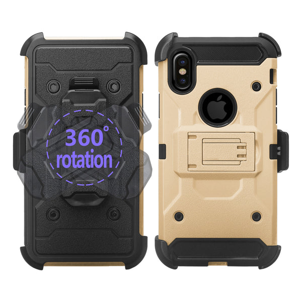 Apple iPhone X Hybrid Holster Case - Gold - www.coverlabusa.com