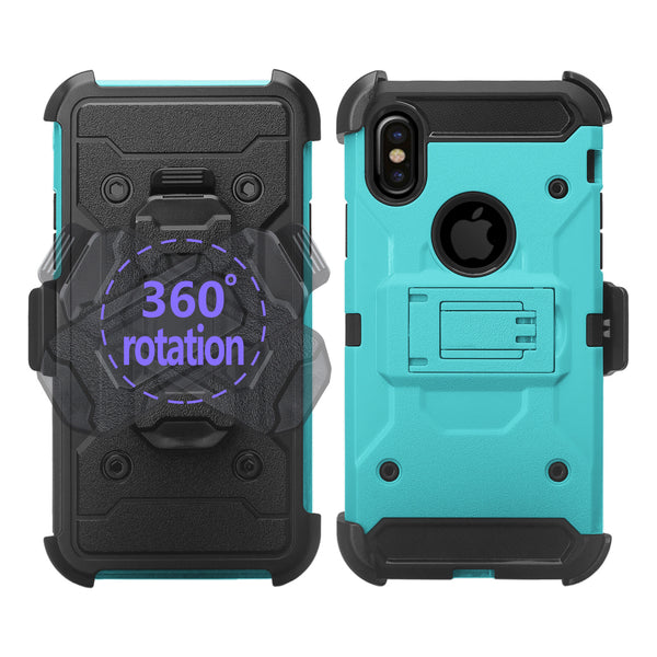 Apple iPhone X Hybrid Holster Case - Teal - www.coverlabusa.com