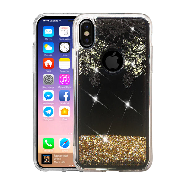  Apple iPhone ??? | iPhone Ten liquid sparkle quicksand case - gold top flower - www.coverlabusa.com