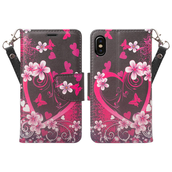 Apple iPhone X Wallet Case - heart butterflies - www.coverlabusa.com