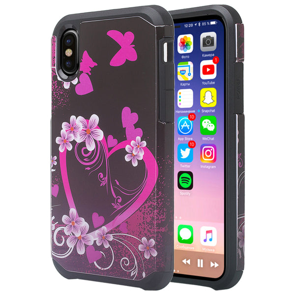 apple iphone xs max hybrid case - heart butterflies - www.coverlabusa.com