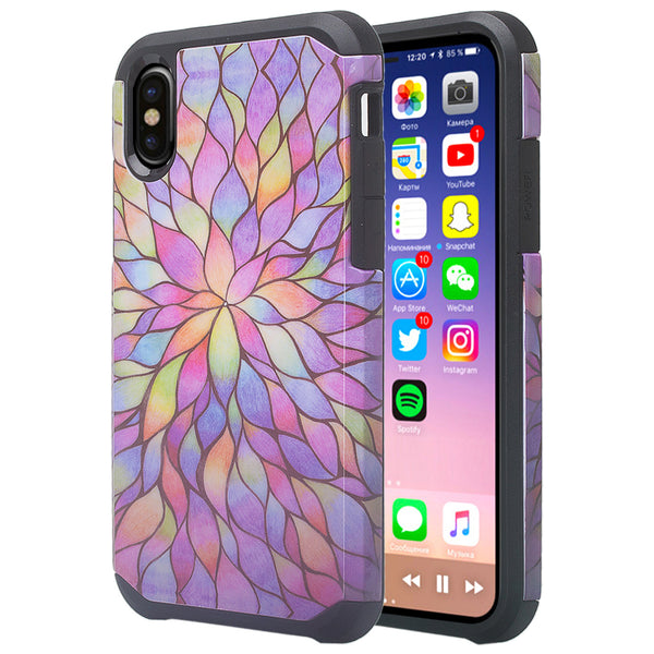 apple iphone x hybrid case - rainbow flower - www.coverlabusa.com