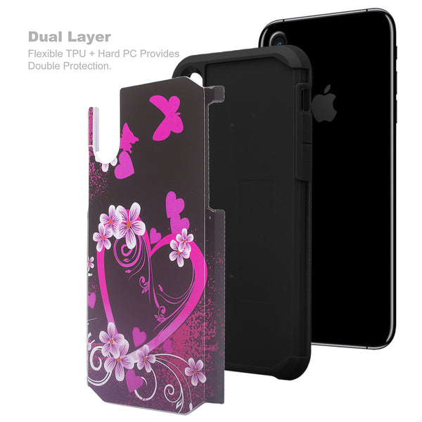 apple iphone xs max hybrid case - heart butterflies - www.coverlabusa.com