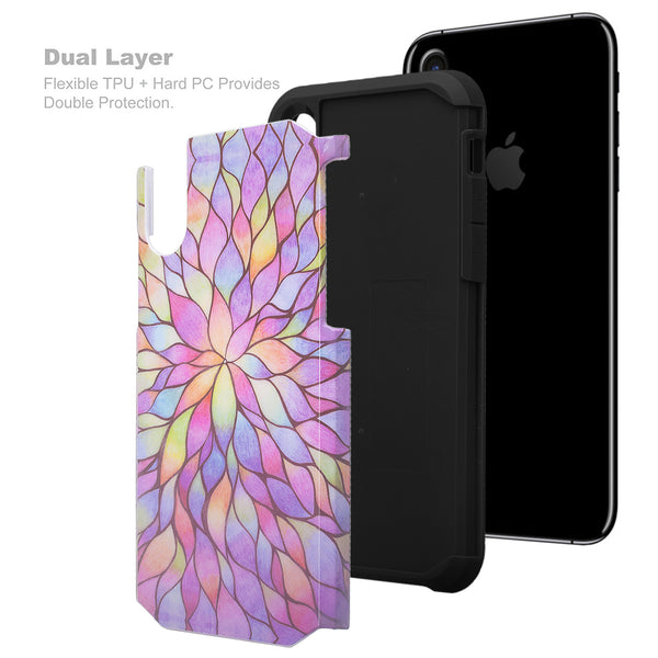 apple iphone x hybrid case - rainbow flower - www.coverlabusa.com