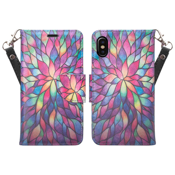 Apple iPhone X Wallet Case - rainbow flower - www.coverlabusa.com