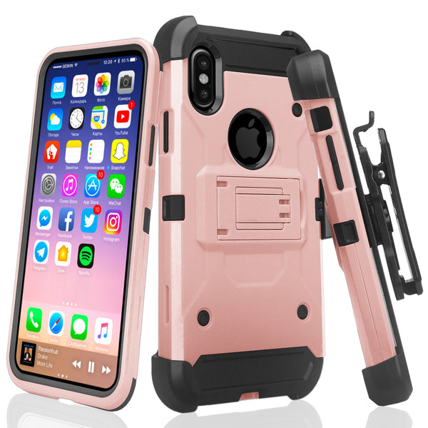 Apple iPhone X Hybrid Holster Case - Rose Gold - www.coverlabusa.com