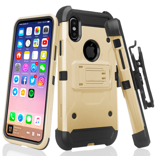 Apple iPhone X Hybrid Holster Case - Gold - www.coverlabusa.com