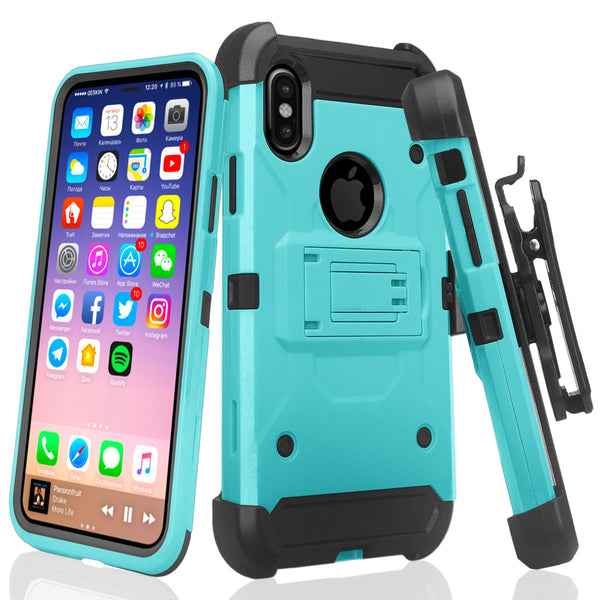 Apple iPhone X Hybrid Holster Case - Teal - www.coverlabusa.com