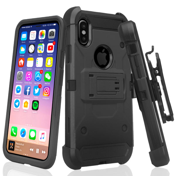 Apple iPhone X Hybrid Holster Case - Black - www.coverlabusa.com