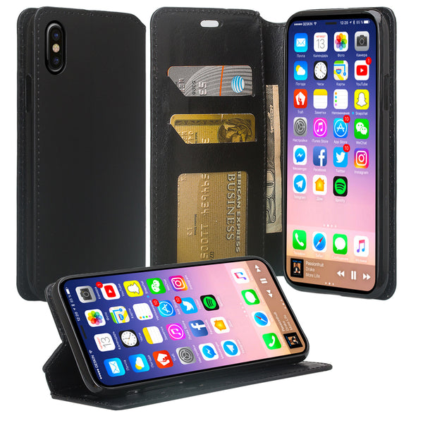 apple iphone x, iphone 10 wallet case - black - www.coverlabusa.com