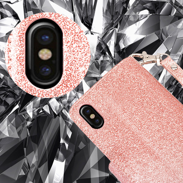 Apple iPhone X Glitter Wallet Case - Rose Gold - www.coverlabusa.com