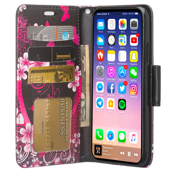 Apple iPhone X Wallet Case - heart butterflies - www.coverlabusa.com