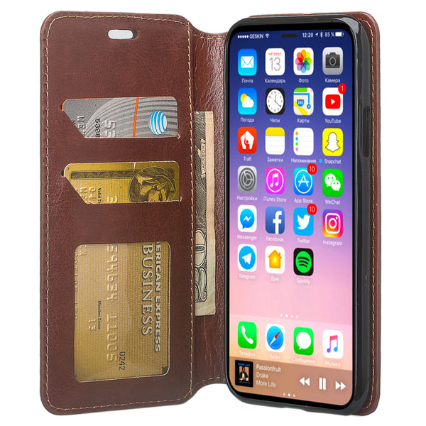 Apple iPhone X Wallet Case - brown - www.coverlabusa.com