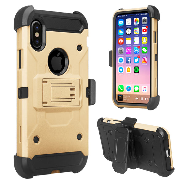 Apple iPhone X Hybrid Holster Case - Gold - www.coverlabusa.com