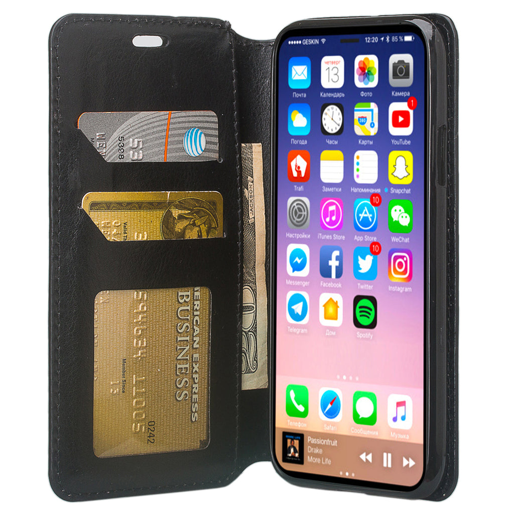 Silk iPhone x Wallet Case - Q Card Case [Slim Protective Kickstand CM4 iPhone 10 Grip Cover] - Wallet Slayer Vol.2, Black Onyx